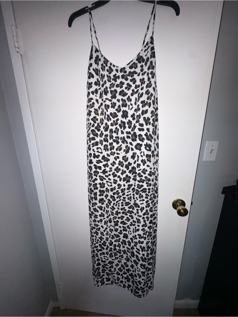Pink Lily Leopard Print Slip Dress in White, Brown and Black